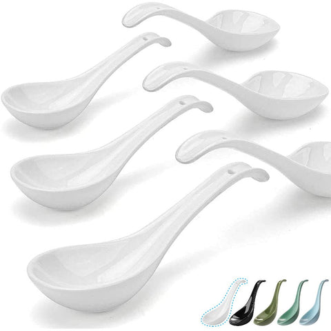 Artena Bright White 6.75-inch Asian soup spoon with deep bowl for broths and cereals