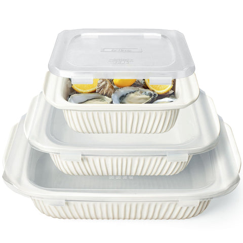 Artena casserole dishes with lids shown for large oven meals with easy storage.