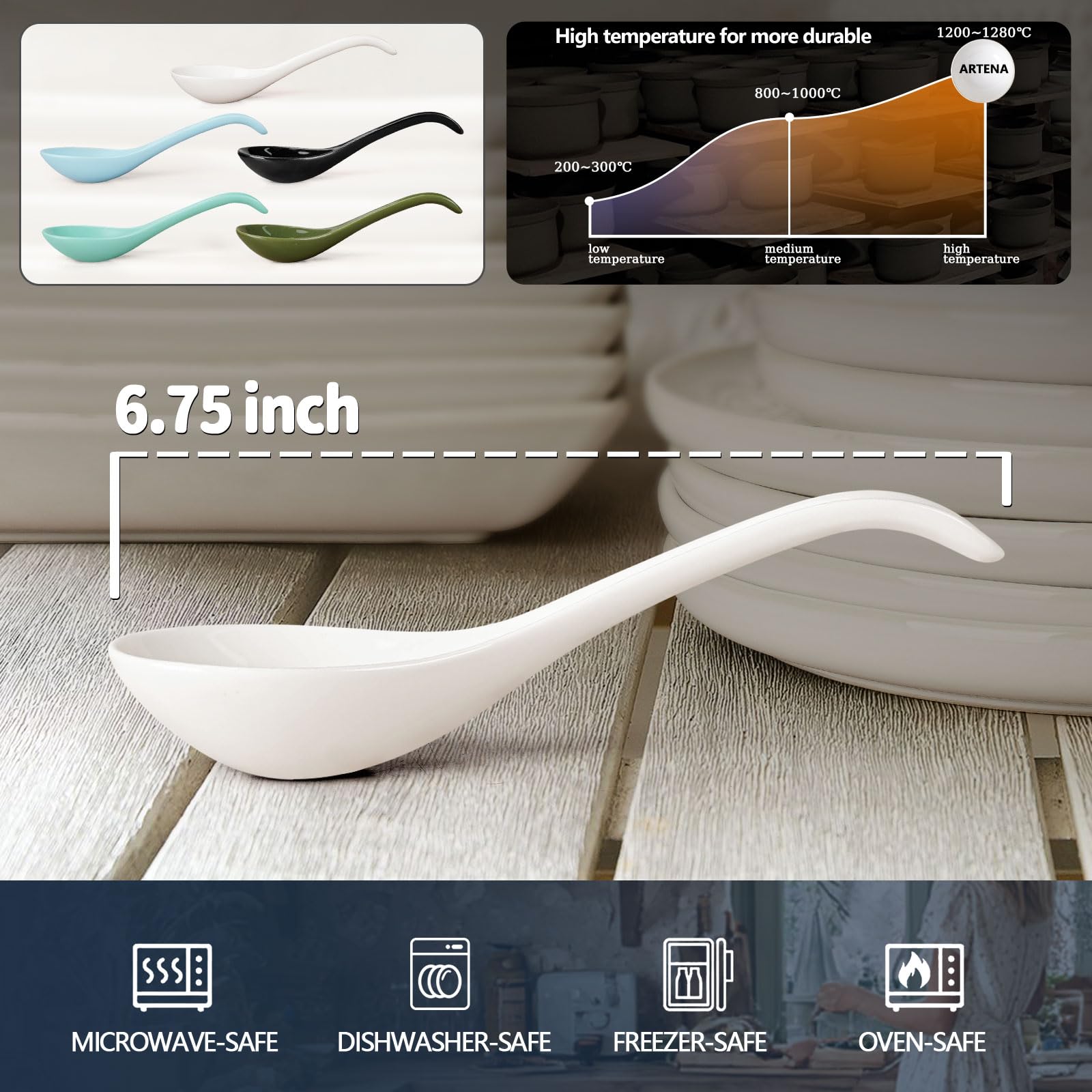 Artena heat-resistant and durable spoon handles hot broths safely