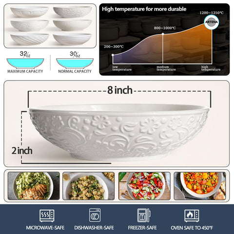 Artena 32oz bowls with smooth interior glaze for easy cleaning and use