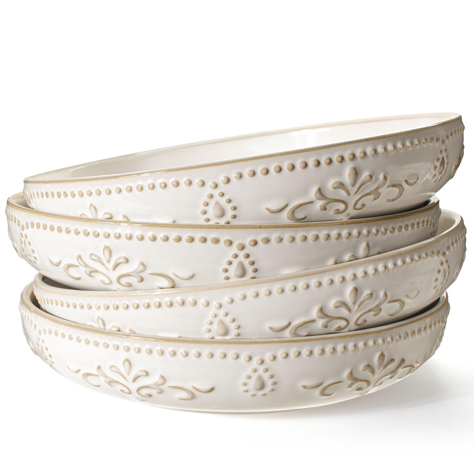 Artena pasta bowls set of four with damask embossing for stylish serving