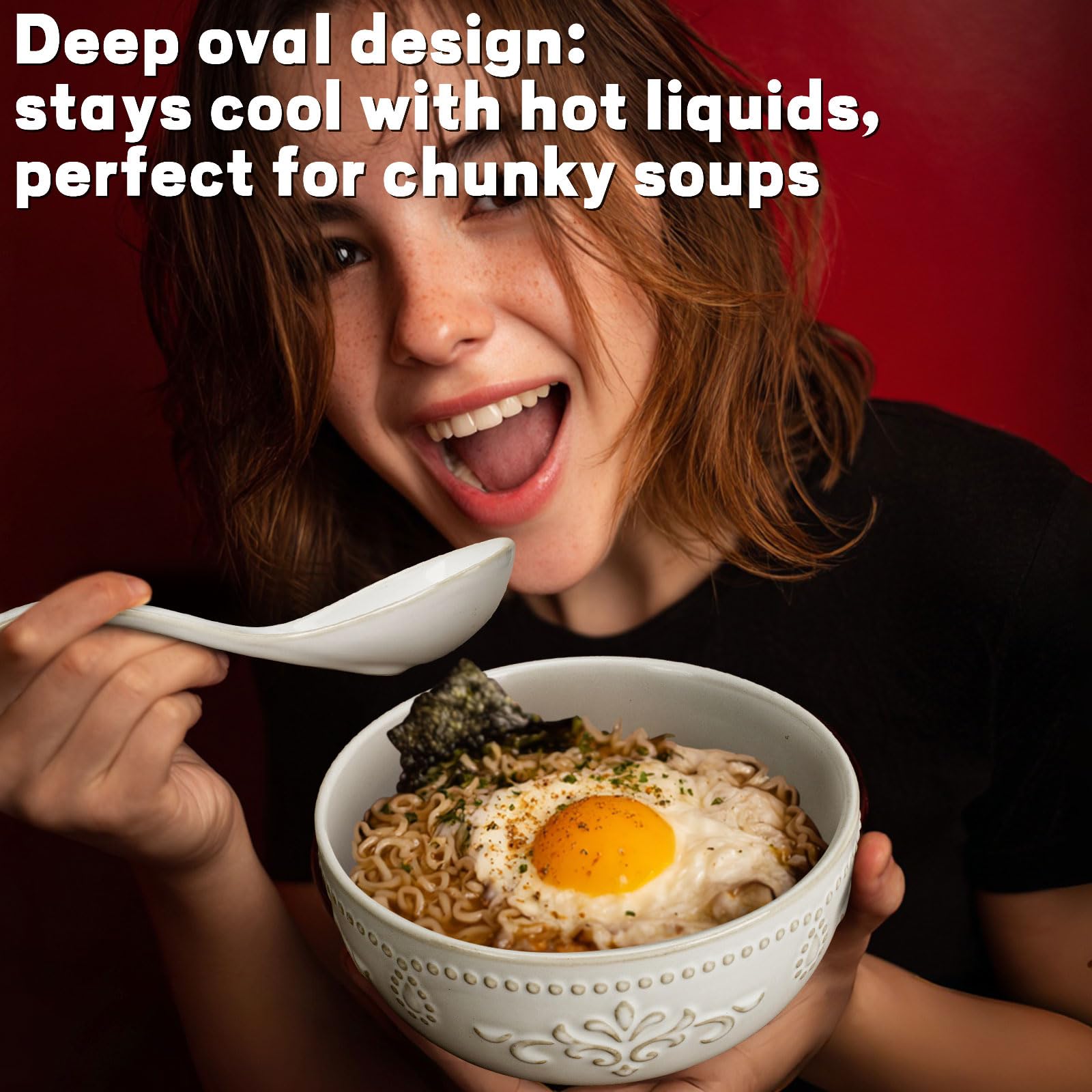 Artena ramen spoons ideal for brothy dishes like ramen and pho.