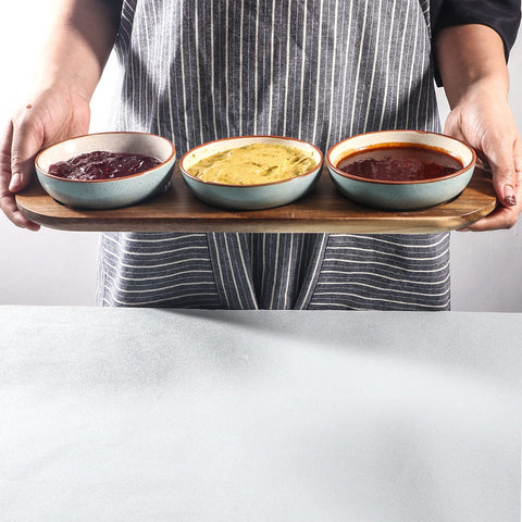 Artena glazed ceramic bowls for condiments with secure grip
