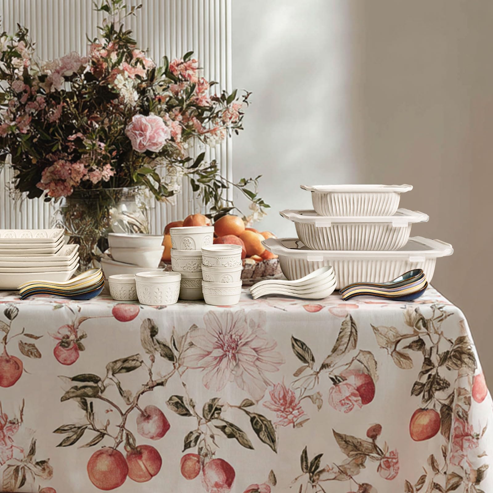 Artena soft-shades set complements many kitchen decors and table settings.