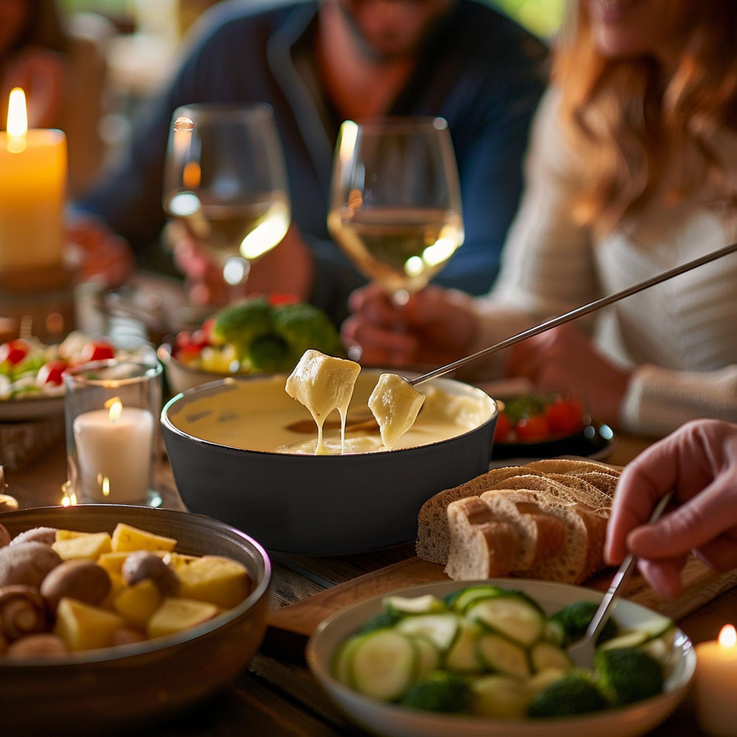 Artestia fondue base providing a safe, balanced setup on the table.