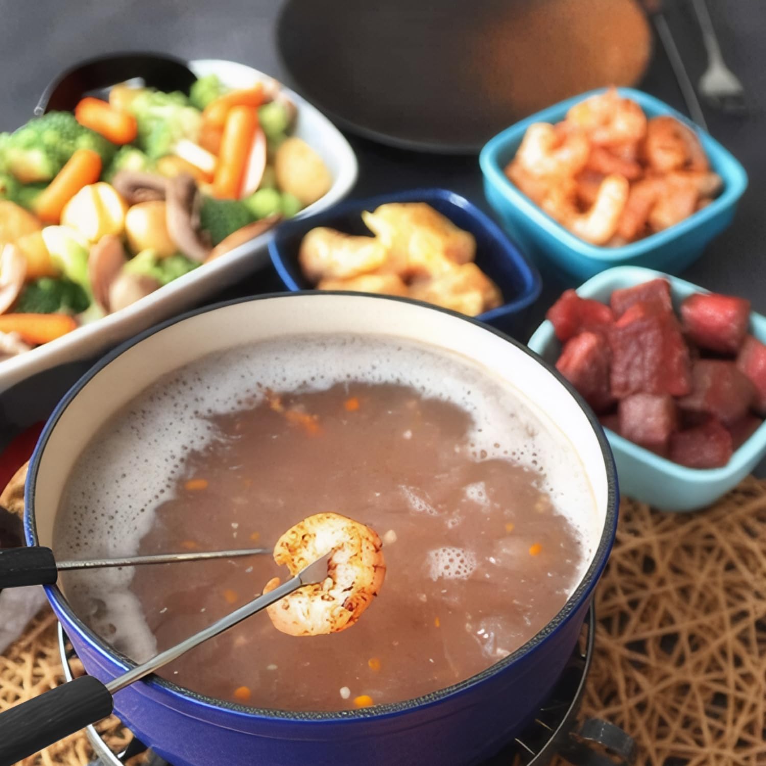 Artestia family dining fondue night with dipping delights