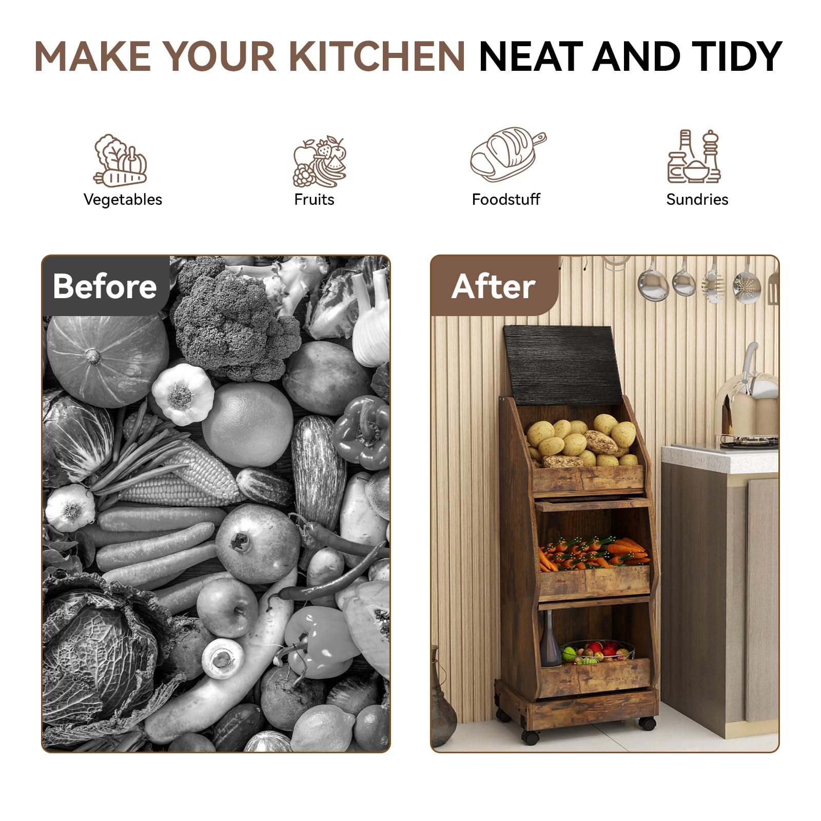 ARTETHYS compact yet spacious storage helps keep vegetables neatly stacked