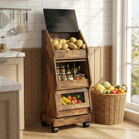 ARTETHYS onion organizer with grocery section keeps produce organized