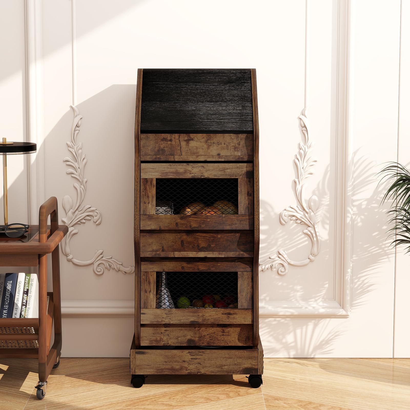 ARTETHYS rustic kitchen storage cabinet complements varied home décor