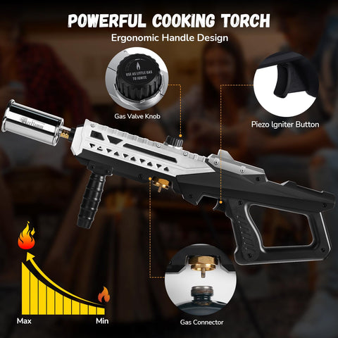 ARTFLAMM Grill Torch Gun adjustable flame for precise control and even searing