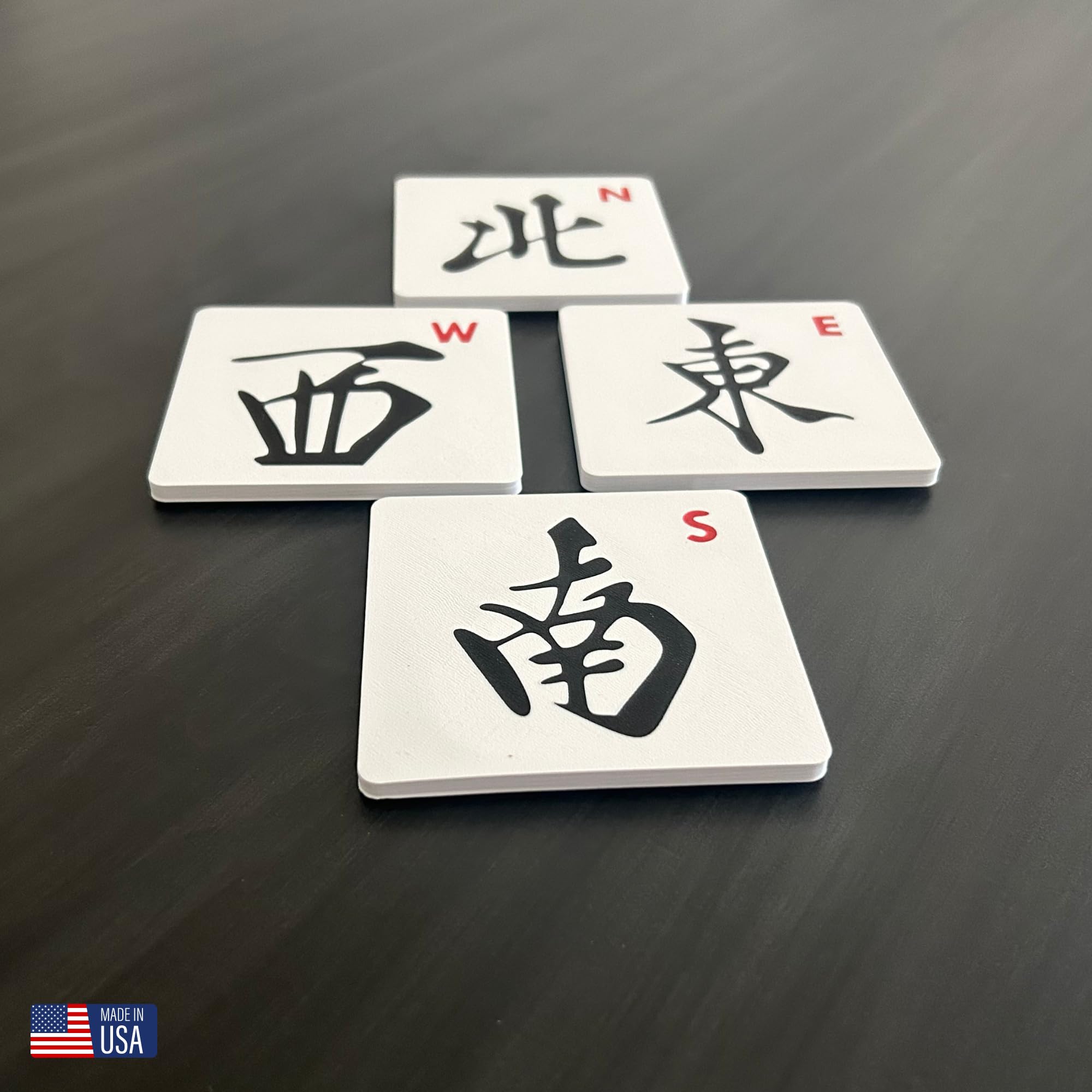 Artful 3D Mahjong East coaster; keeps drinks organized in tournaments.
