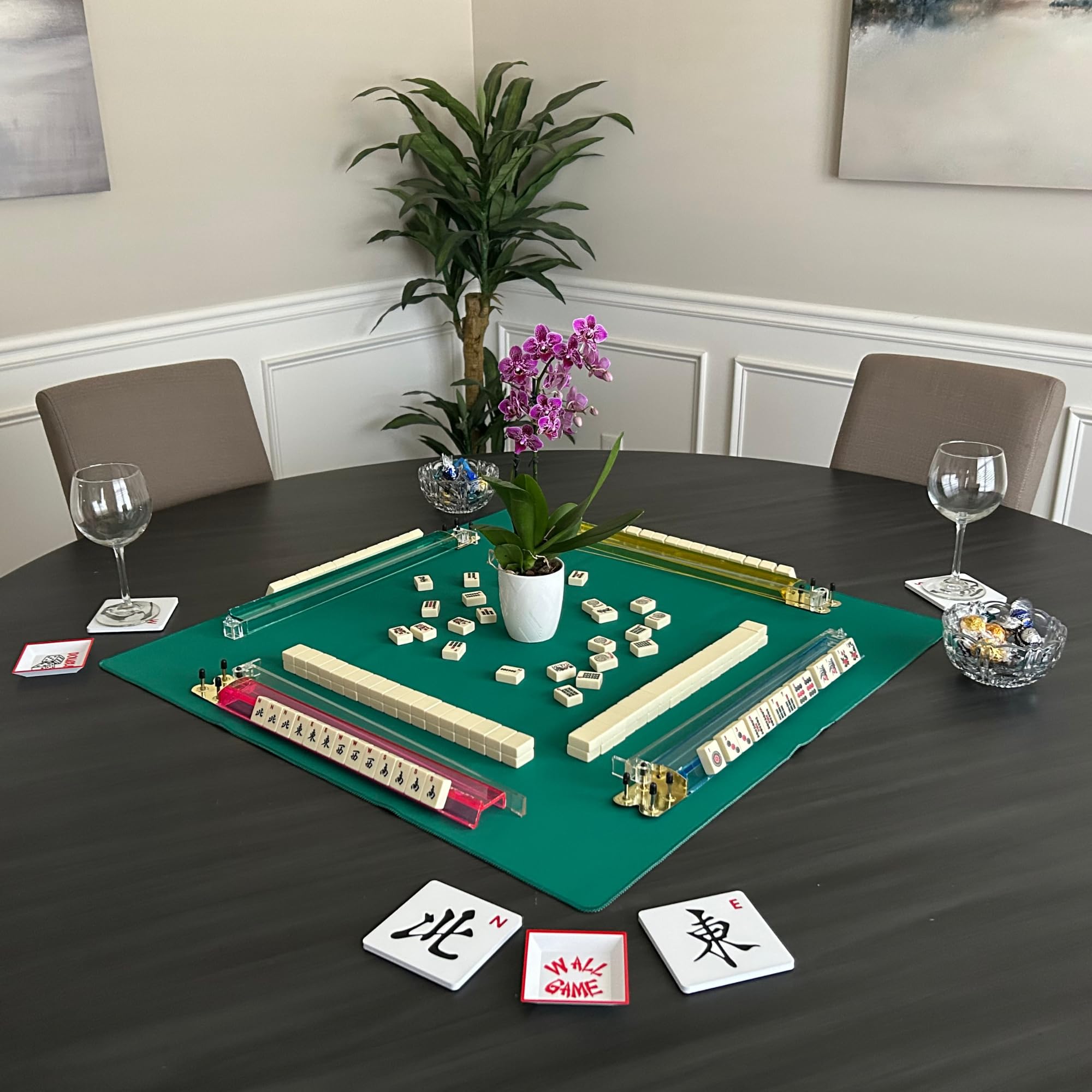 Artful 3D Mahjong South coaster; prevents condensation during games.