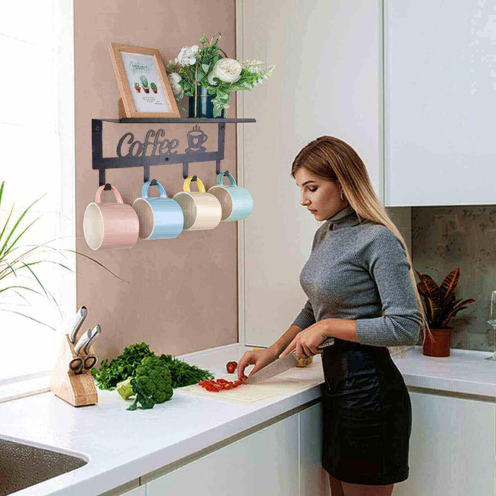 ArtHue wall decor mug rack doubles as a stylish kitchen hook for hats or towels