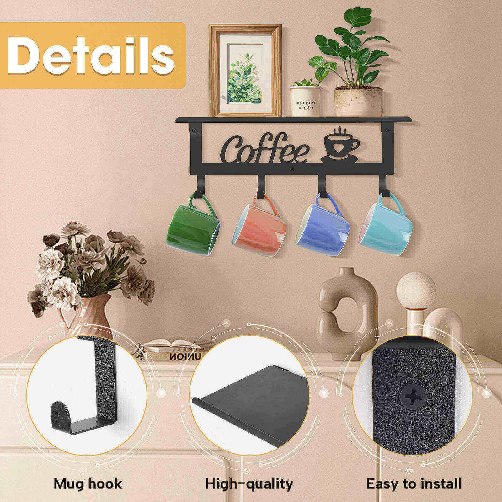 ArtHue multiuse mug organizer for home or office blending function with farmhouse charm