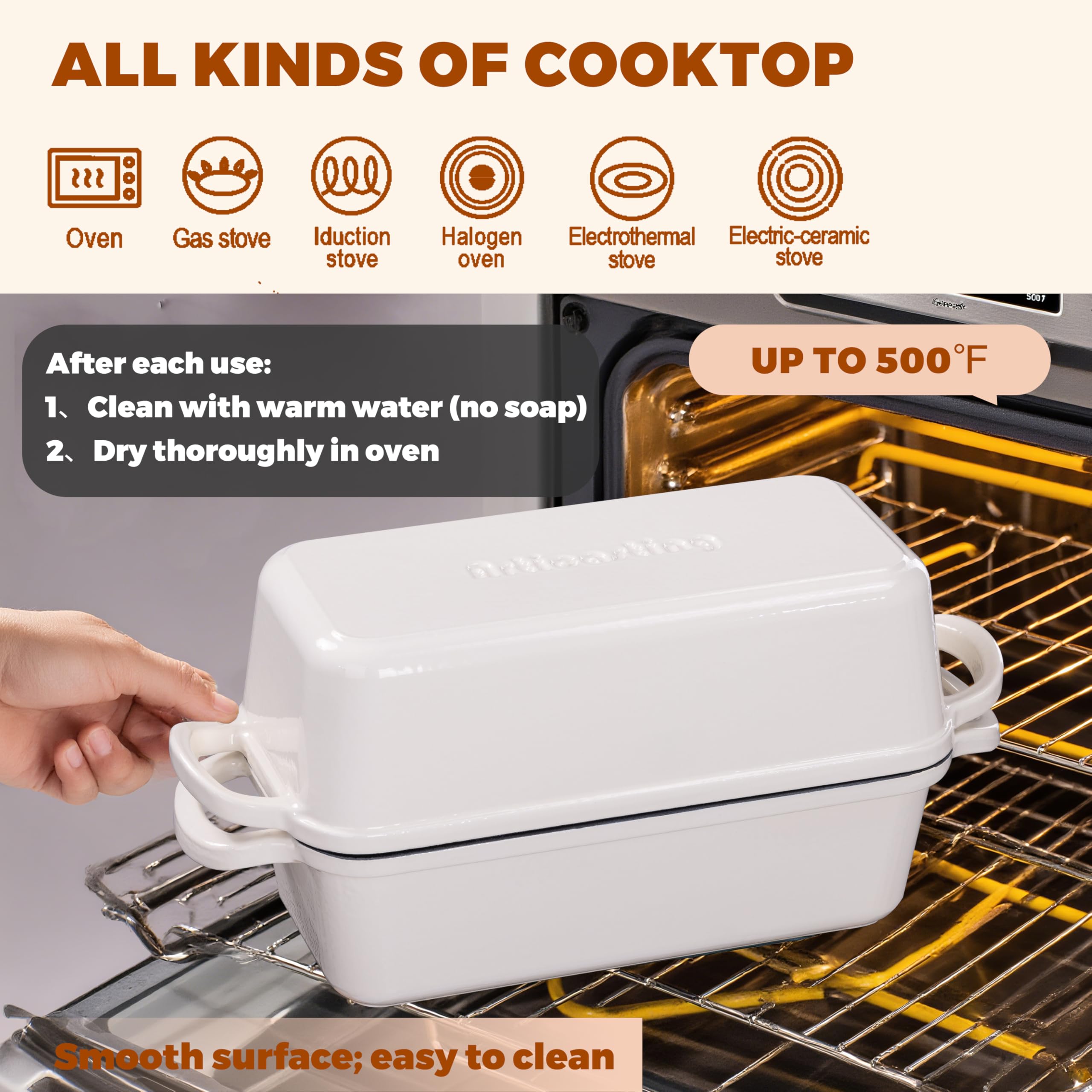 Articasting cast iron pan ensures even heat retention throughout long bakes.