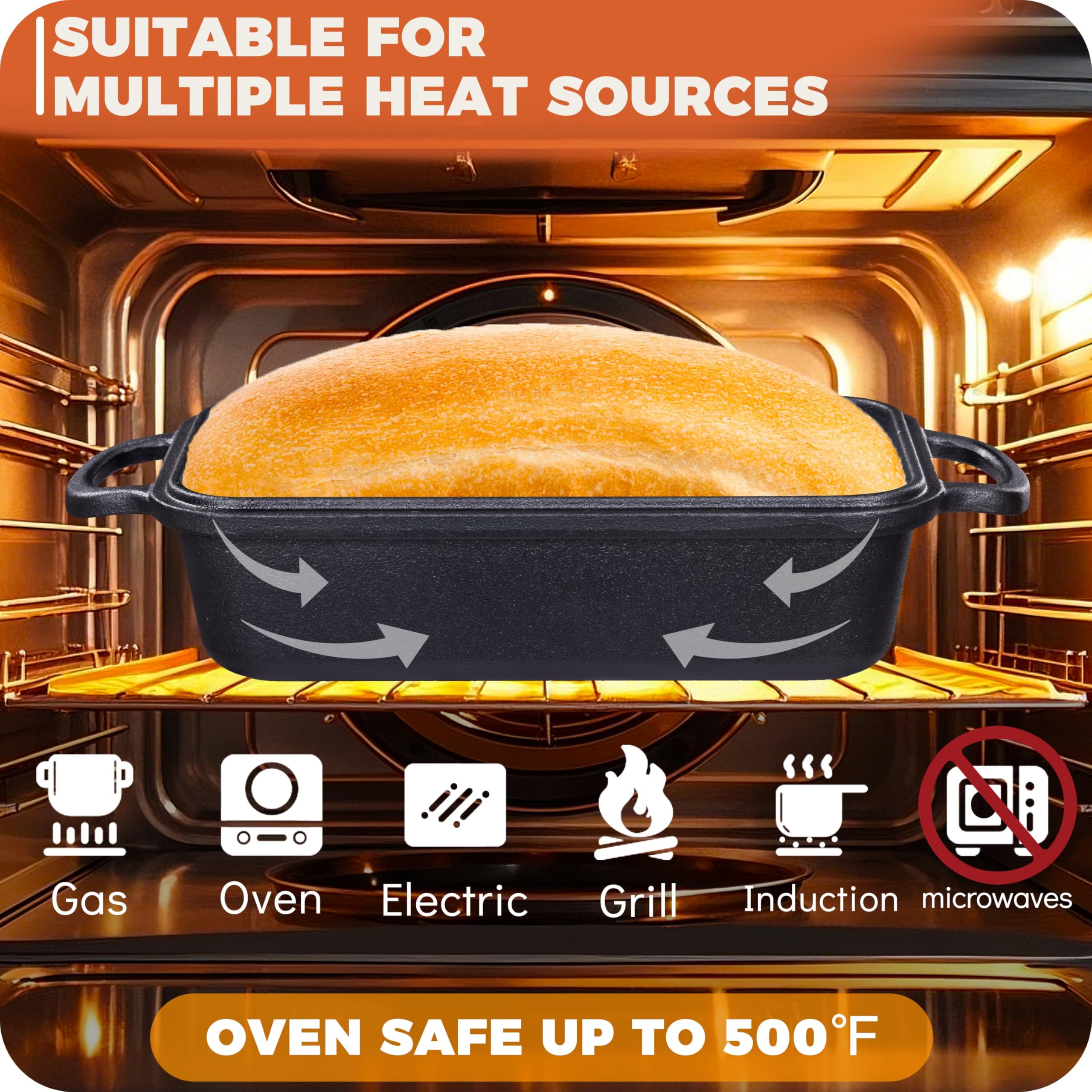 Articasting moisture-locking bread pan with lid preserves moisture during bake.