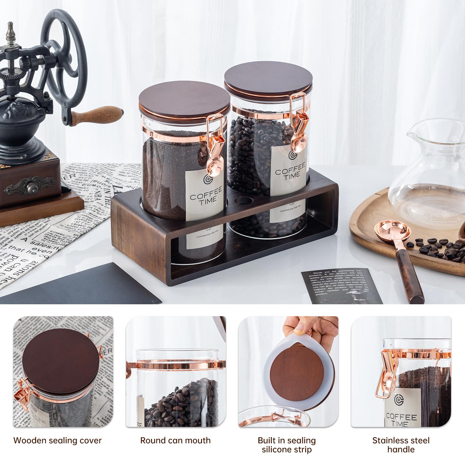 ARTIFORM coffee beans visible in glass jars for easy viewing.