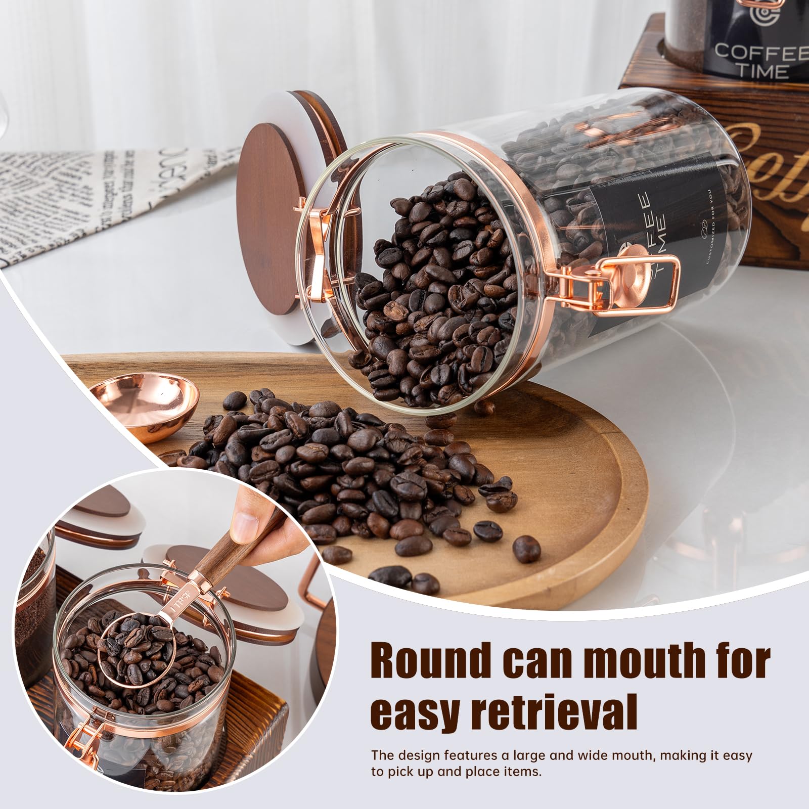 Artiform coffee spoon paired with jars for easy scooping.
