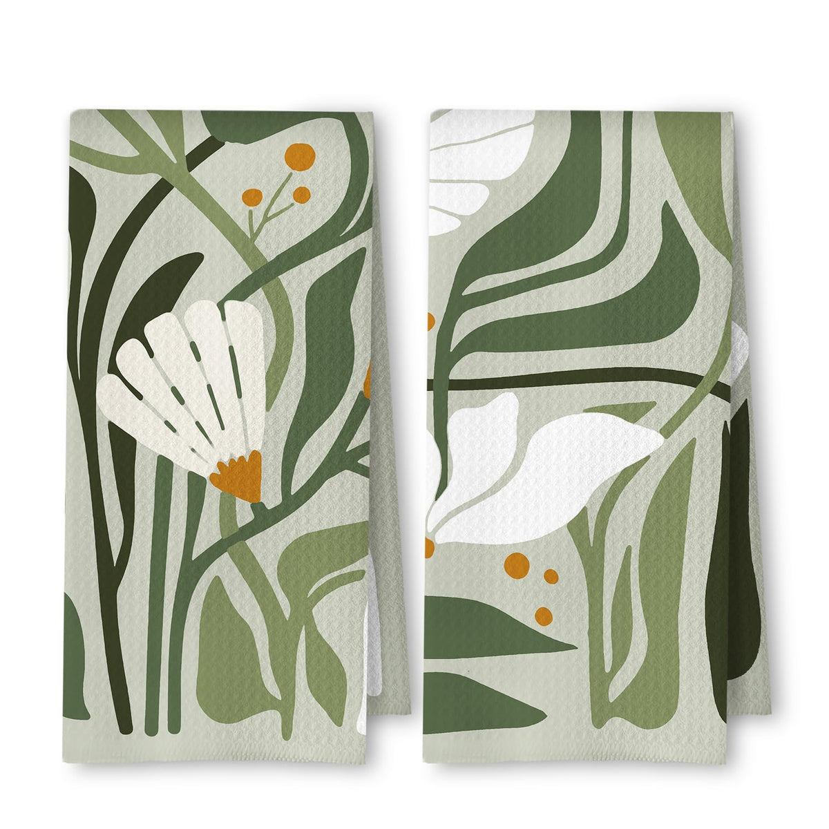 ArtisaEura abstract boho sage green kitchen towels set of 2 for durable, stylish kitchen decor.