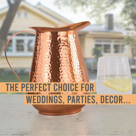 Artisan's Anvil gift-ready hammered copper pitcher for weddings or holidays.
