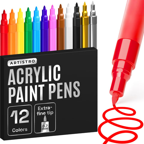 Artistro 12 regular paint pens with a fine 0.7mm tip for precise detailing.