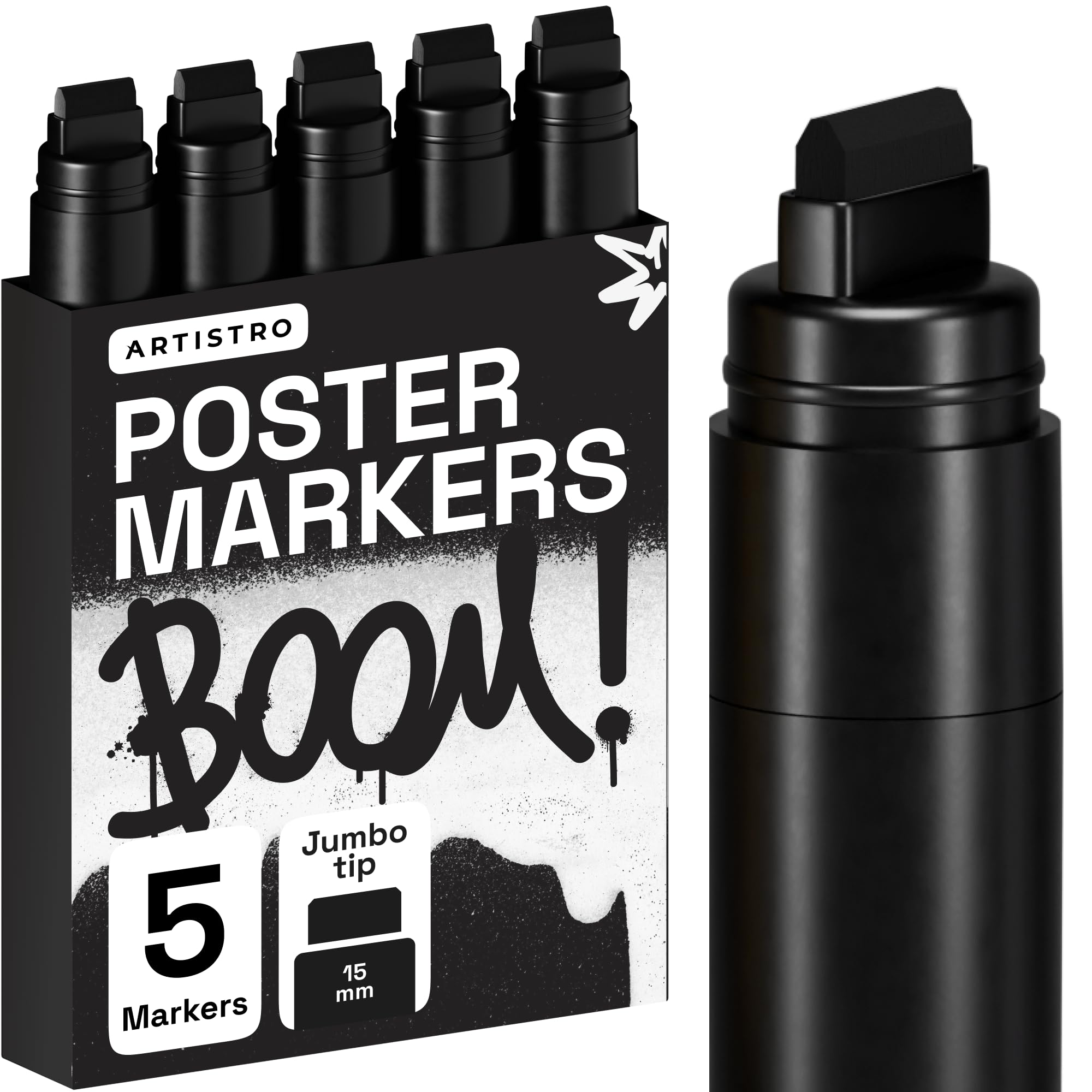 ARTISTRO 5 Black paint marker on glass for bold, opaque lines and quick drying.
