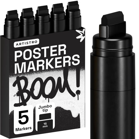 ARTISTRO 5 Black paint marker on glass for bold, opaque lines and quick drying.
