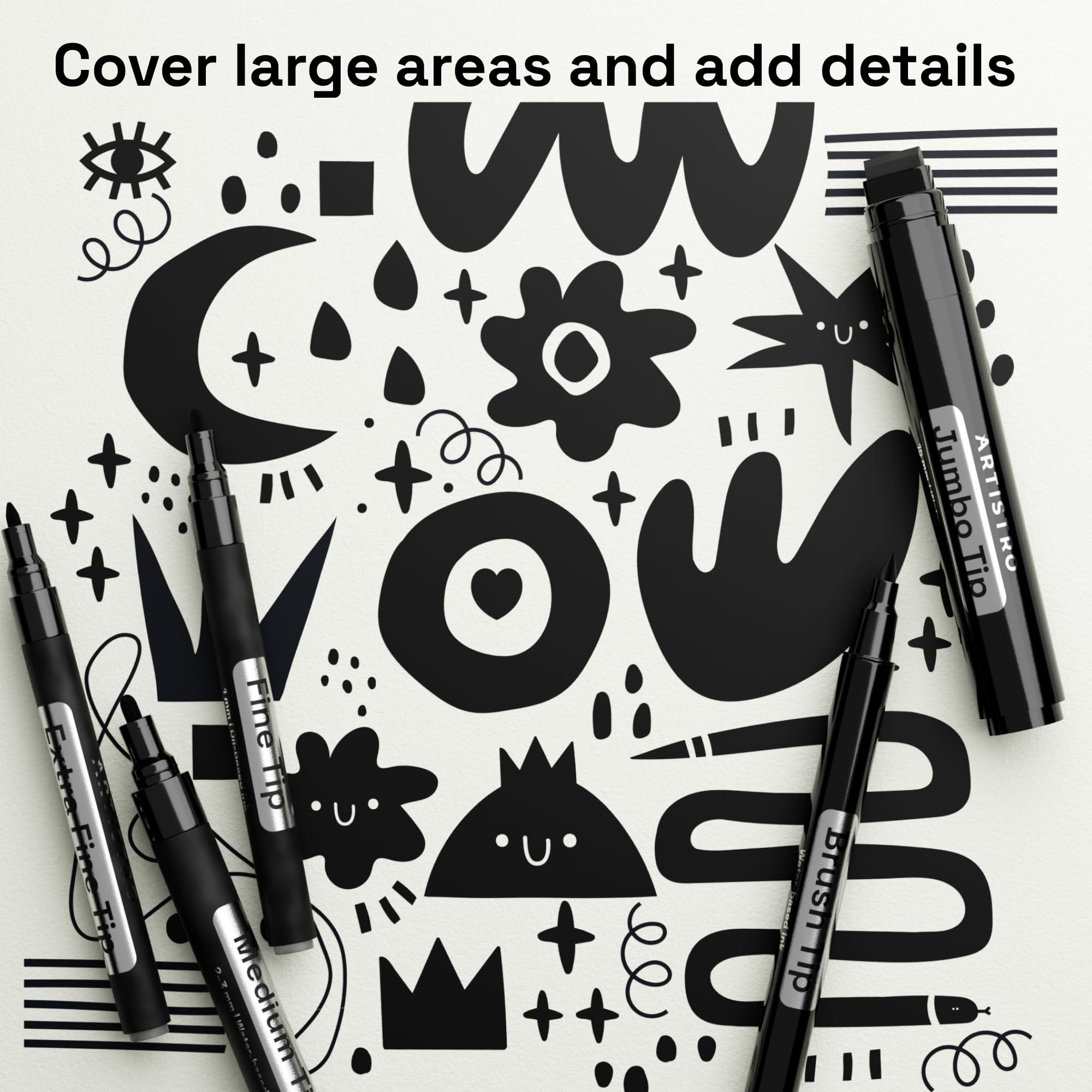 Artistro 5 Black Paint Pen on metal for crisp lines and quick-drying coating