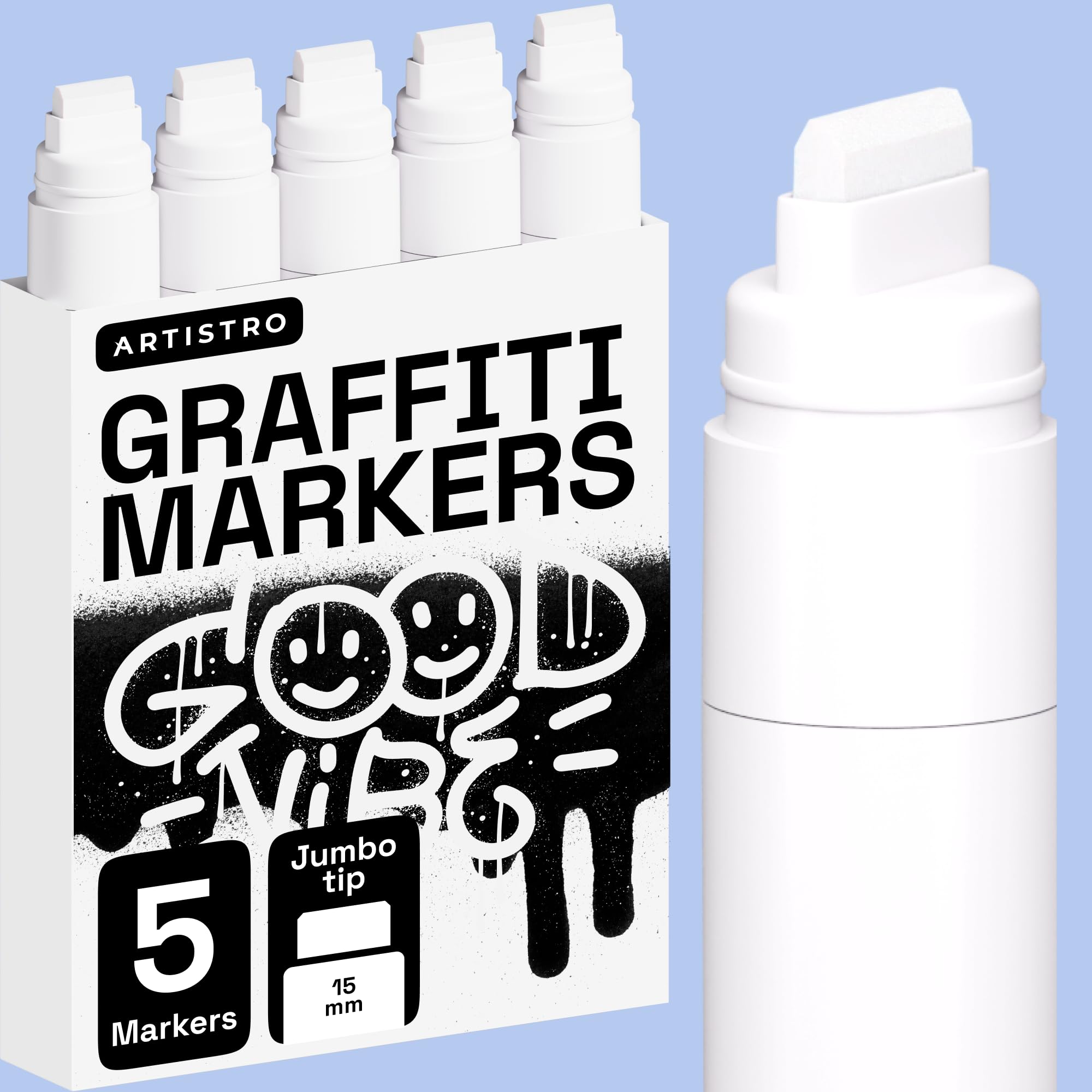 ARTISTRO 5 white paint pen for glass marking with bold, opaque lines.