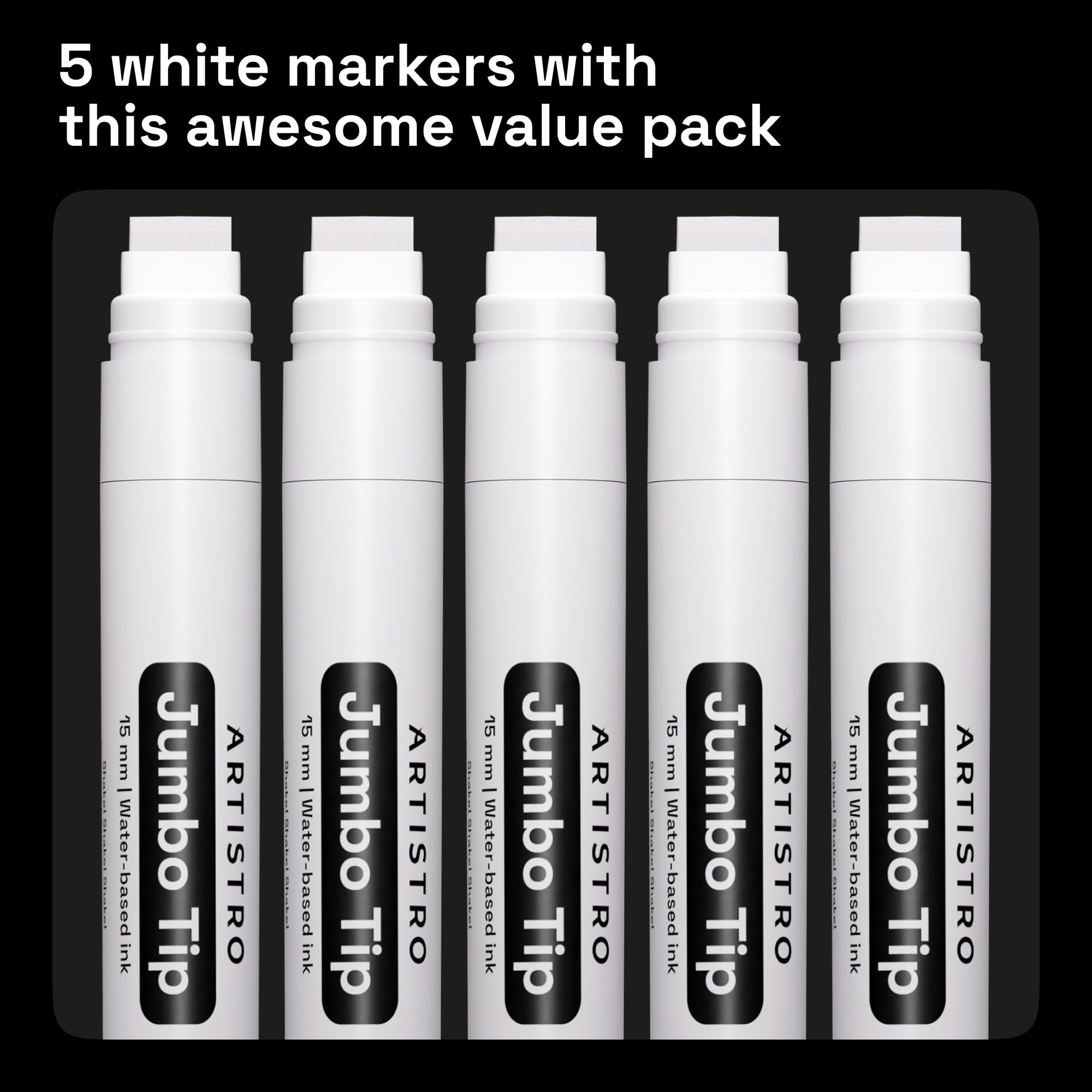 ARTISTRO 5 white paint pen with jumbo tip for large area coverage.