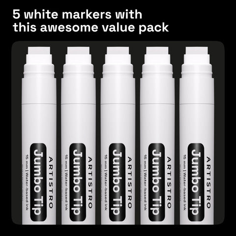 ARTISTRO 5 white paint pen with jumbo tip for large area coverage.