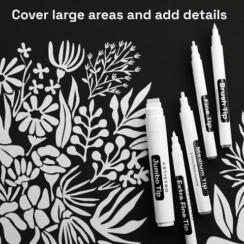 ARTISTRO 5 white paint pen for metal and canvas accents.