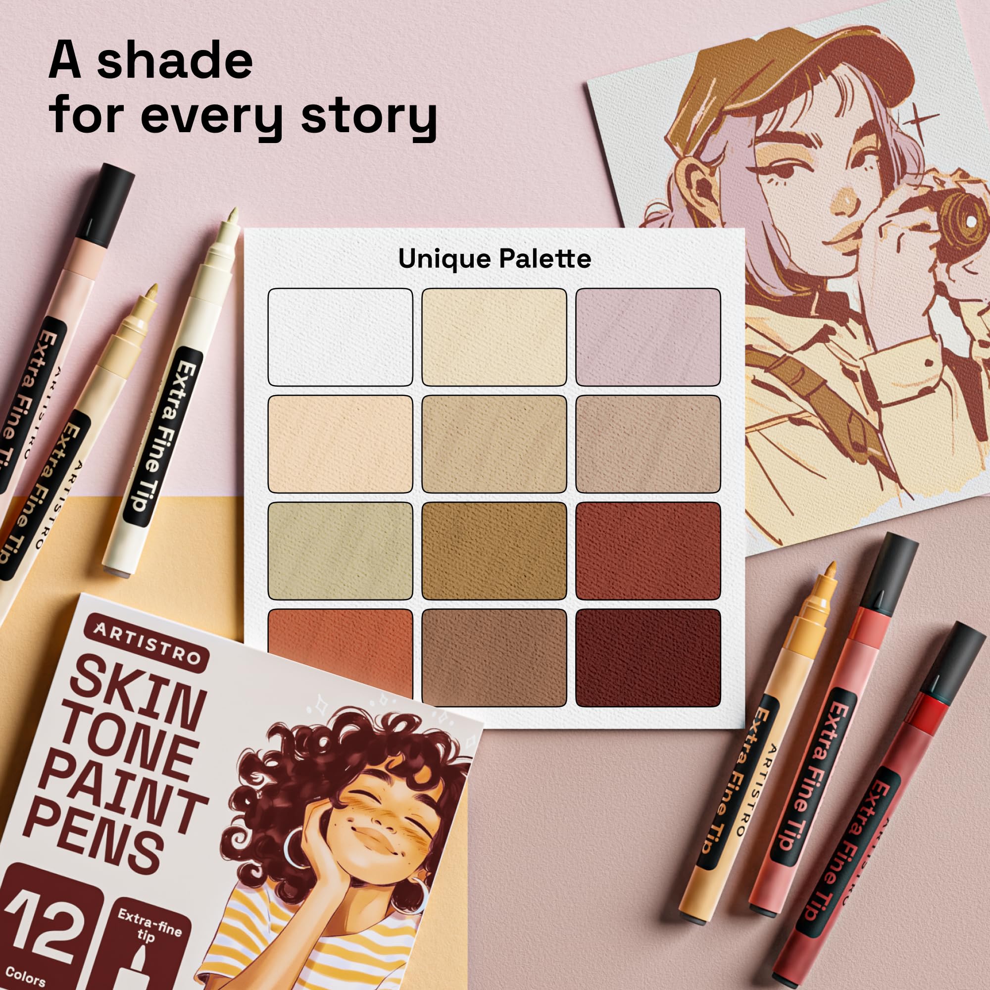 Artistro skin tone pens set for rock painting projects