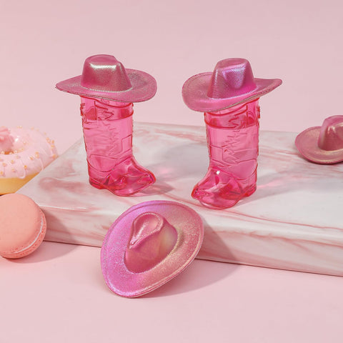 Artlunar mini cowgirl boots pink shot glass ideal for party decor and gifting.