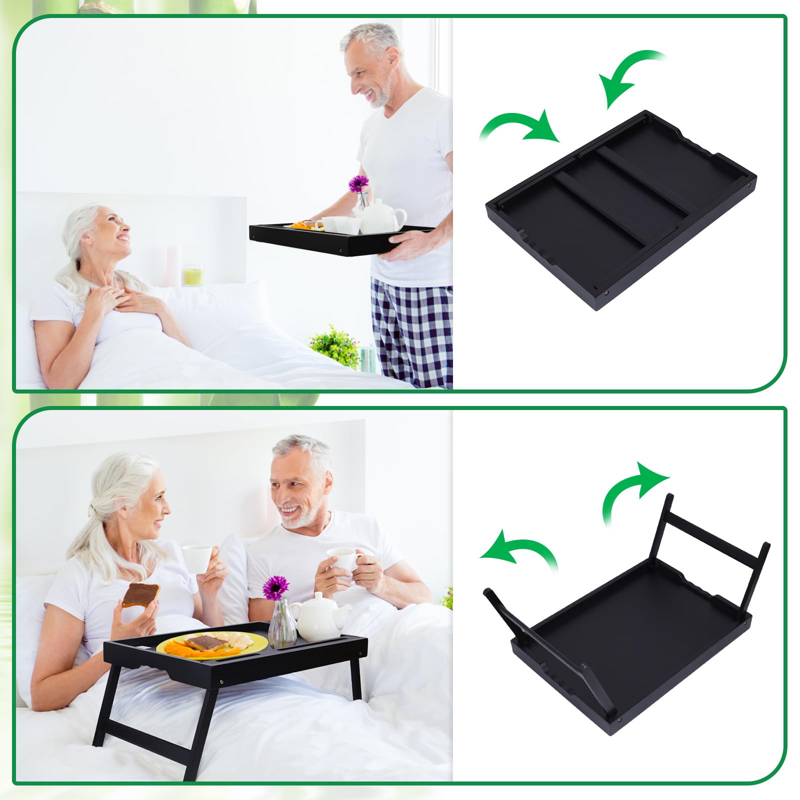 Artmeer bamboo breakfast tray with media slot for hands-free entertainment