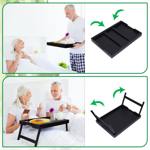 Artmeer bamboo breakfast tray with media slot for hands-free entertainment