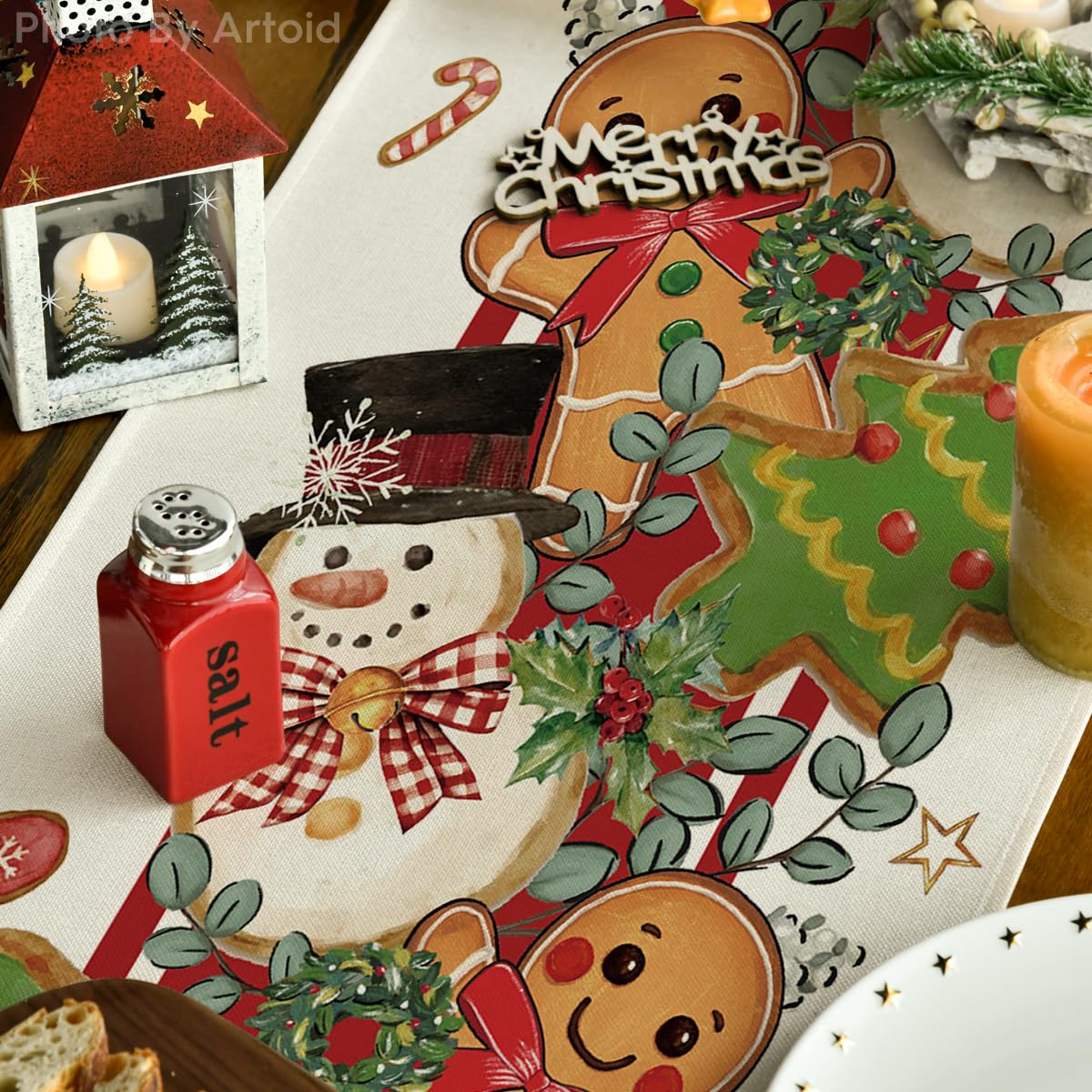 Artoid Mode 13x108 inch table runner on dining table for gatherings