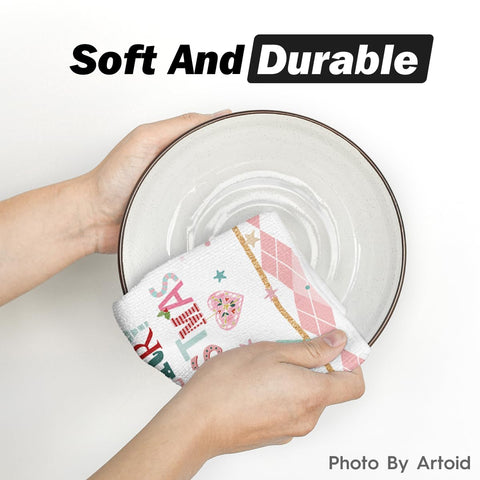 Artoid Mode absorbent dish towels 18x26 inches shown drying dishes