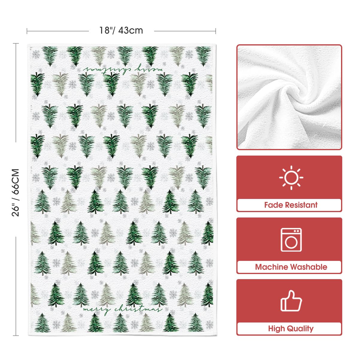 Artoid Mode green tree towel, machine washable and ready for repeated use.