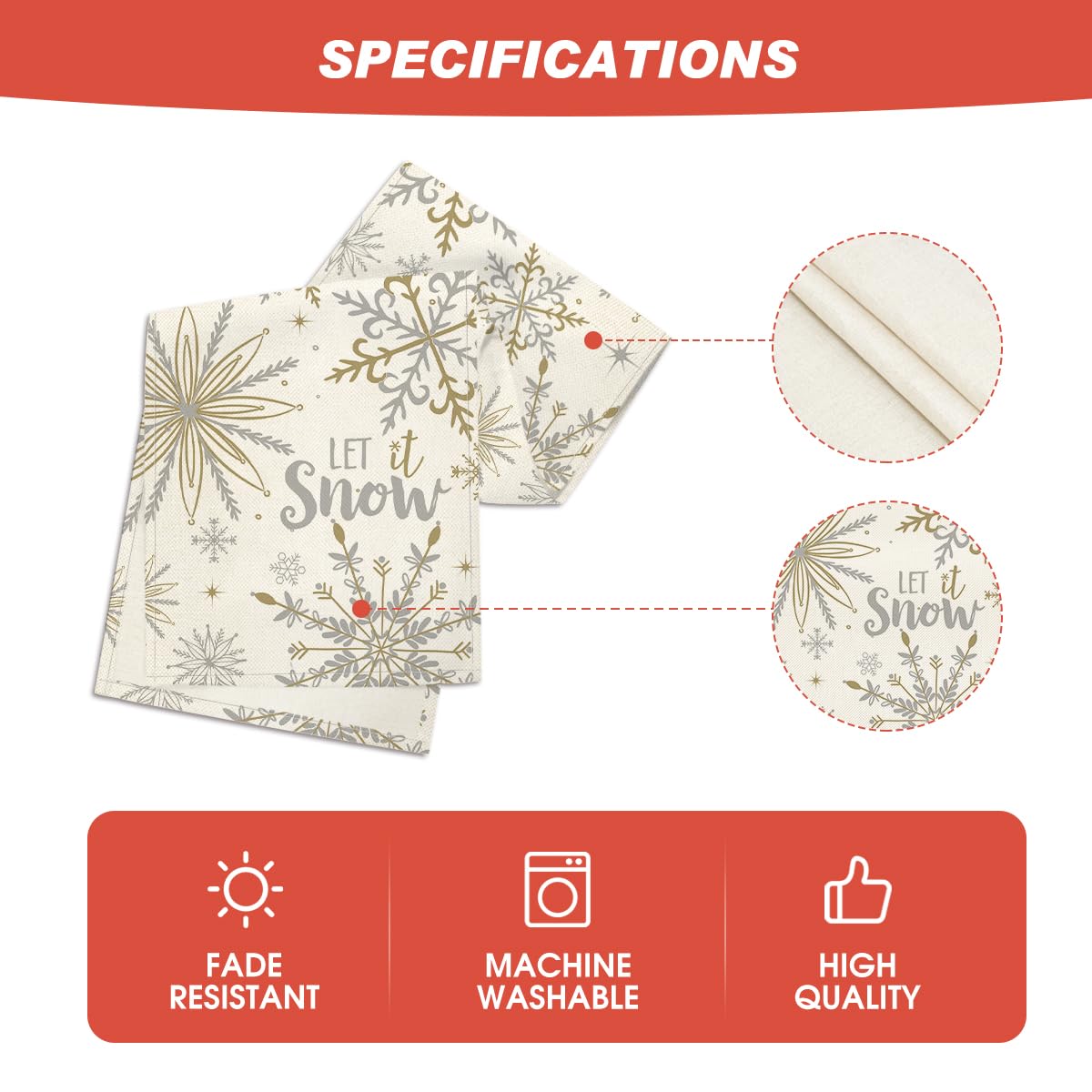 Artoid Mode beige snowflake table runner in cozy kitchen scene.