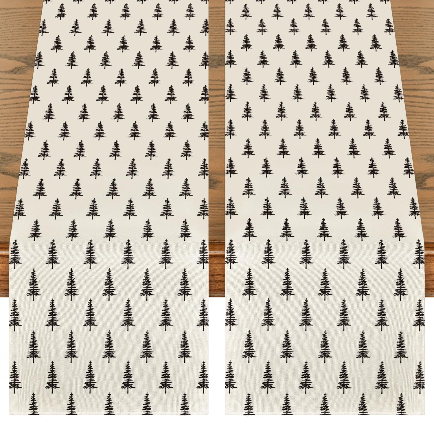 Artoid Mode beige Xmas tree pattern table runner for festive dining.