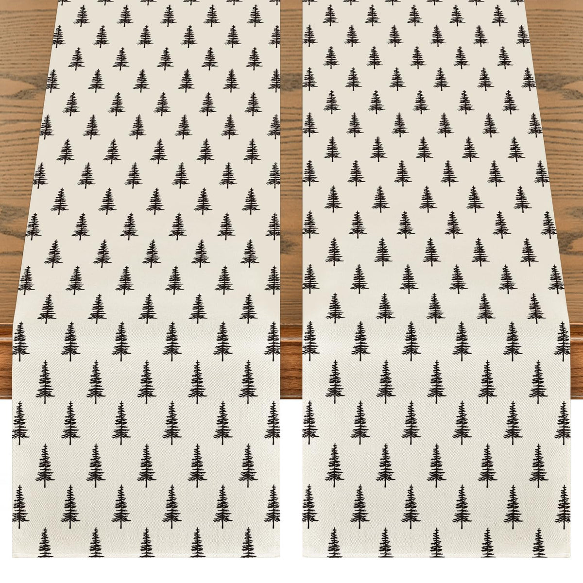 Artoid Mode beige Xmas tree pattern table runner for festive dining.