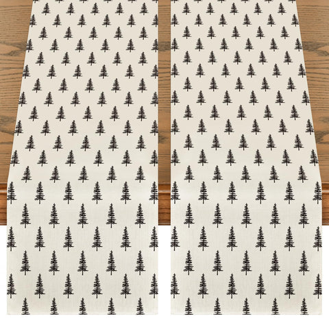 Artoid Mode beige Xmas tree pattern table runner for festive dining.