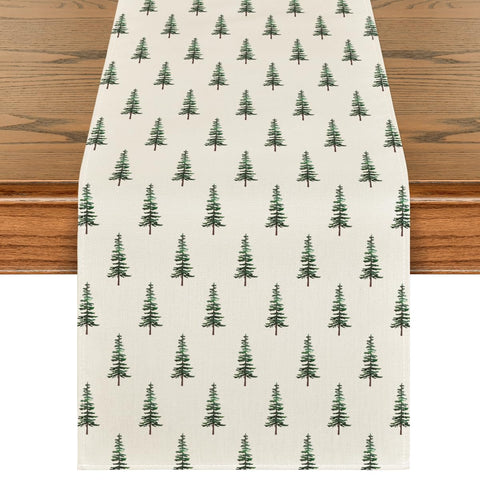 Artoid Mode beige Xmas-tree table runner close-up showing 13x36 size for festive dining protection