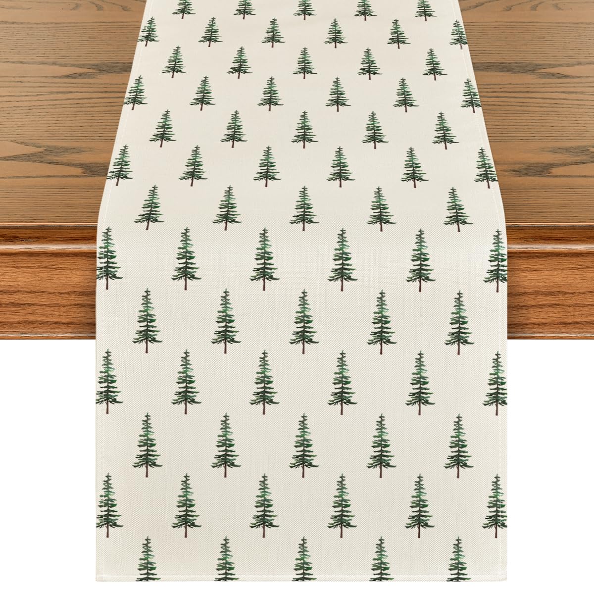 Artoid Mode beige Xmas tree table runner on dining table for festive gatherings