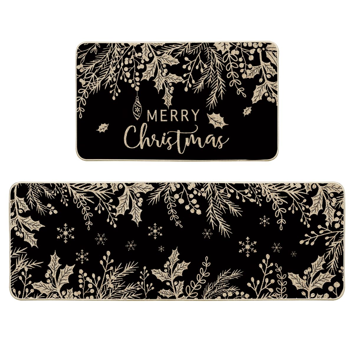 Artoid Mode black holly pine branch mats 17x29 provide stylish kitchen protection.