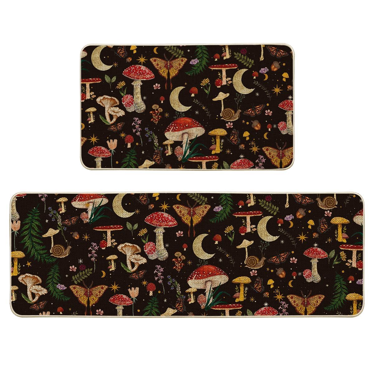 Artoid Mode black mushrooms butterfly spring kitchen mats 17x29 brighten the entry while protecting floors.