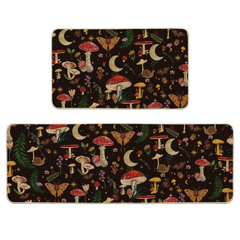 Artoid Mode black mushrooms butterfly spring kitchen mats 17x29 brighten the entry while protecting floors.