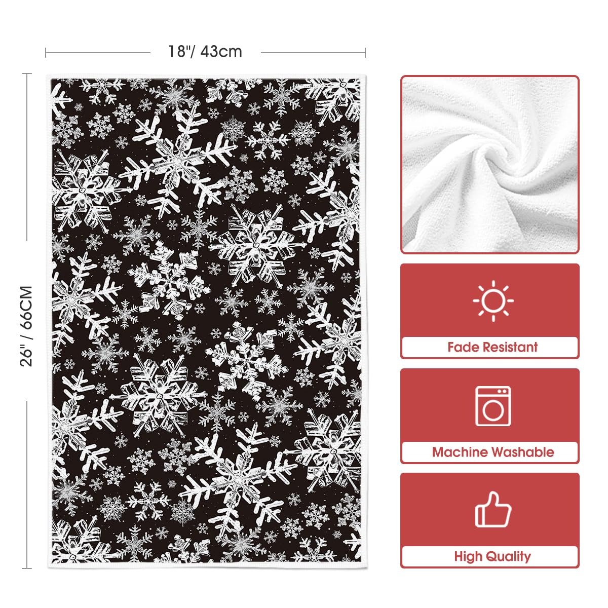 Artoid Mode Black Snowflake Towels packaging and two-pack presentation
