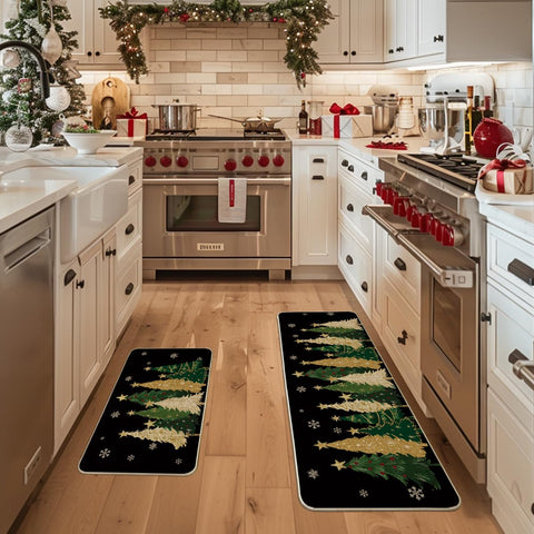 Artoid Mode black snowflakes mats 17x47 elevate kitchen decor while shielding surfaces